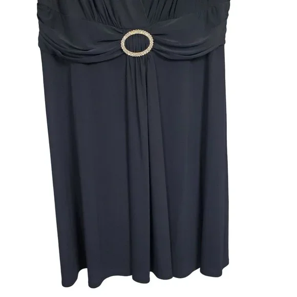 R&M Richards Size 20W Dress Pullover Stretch Fluid Jersey Midi Crystal Navy - Picture 5 of 11